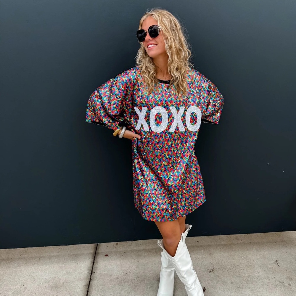 Sparkling Sequin XOXO Mini Dress - Multicolor